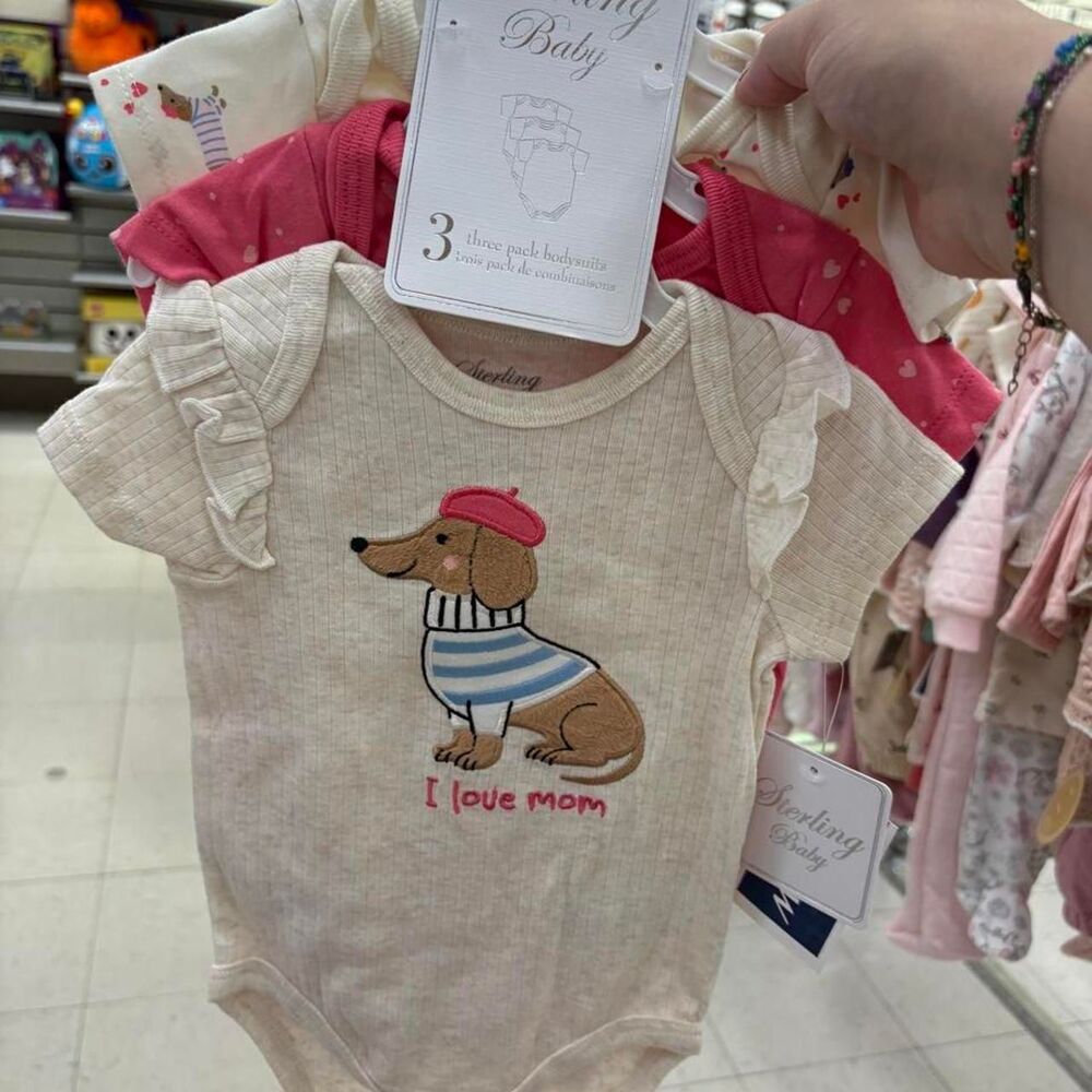 sterling baby girl dachshund bodysuit 3 pack pink dachshund NWT 0-3M